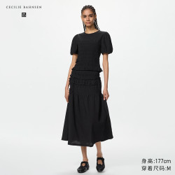 优衣库 抽褶裙女装合作款488089 09 黑色 XL