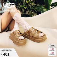 UGG 厚底露趾魔术贴拖鞋 1167430 DND 深沙色 38