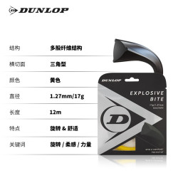 邓禄普 网球线专业球拍耐打弹性聚酯软线硬线高弹 黄色三角硬线/12米/17g