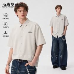 马克华菲 凉感垂顺翻领短袖衬衫