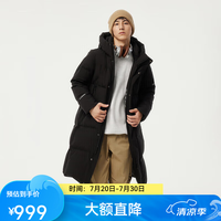 坦博尔 连帽羽绒服男长款冬季运动加厚保暖外套TAF550735D 黑色 S