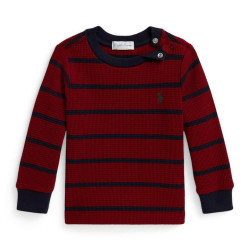 RALPH LAUREN Baby Boys Striped Waffle Cotton Long-Sleeve Tee
