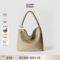ECODAY 织托特包 香槟色 大号 女士单肩包