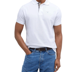 Barbour 格纹领 白色 M 短袖Polo衫