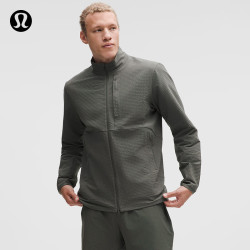 lululemon 丨Grid Fleece 男士运动网格拉绒拉链夹克 LM3FTXS 棕榈绿 2XL