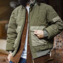 马登 工装M51战术热舱夹克男士短款棉服美式复古衔缝保暖棉衣外套男冬 军绿色 L