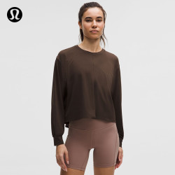 lululemon 丨All-Sport女士运动后系带长袖T恤 速干芯吸 LW3JWXS 胡桃棕 XL