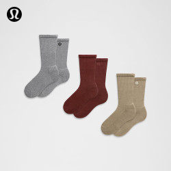 lululemon 丨Daily Essential 中筒袜 *3 双装 LU9CDSS 岩木橙/橡木棕/杂色浅灰 M