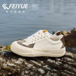 飞跃 Feiyue）女鞋夏季时尚帆布鞋女款春夏季休闲鞋拼接女鞋透气舒适厚底板鞋 米棕 38