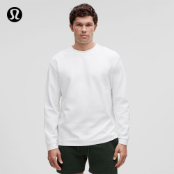 lululemon 丨Heavyweight 男士高克重纹理棉混纺长袖 T 恤 LM3FMBS 白色 XL