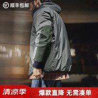 马登 工装美式N3B派克服男士短款棉服秋冬山系夹克外套休闲连帽棉衣男 深灰色 L