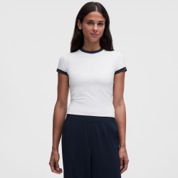 lululemon 女士棉混纺滚边短款短袖 T 恤丨lululemon丨LW3JPLS