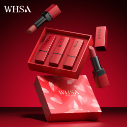 WHSA 倾色魅惑丝润口红礼盒轻薄哑光