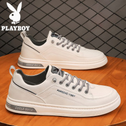 PLAYBOY 鞋子男款夏季2026新款休闲皮鞋男生板鞋百搭潮流小白男鞋