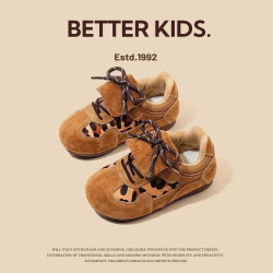 BETTER KIDS/女童豹纹运动鞋2026秋冬二棉男童软休闲鞋儿童阿甘鞋