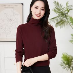 双面澳绒堆堆领高领纯色女装打底衫内搭百搭长袖上衣显瘦洋气修身