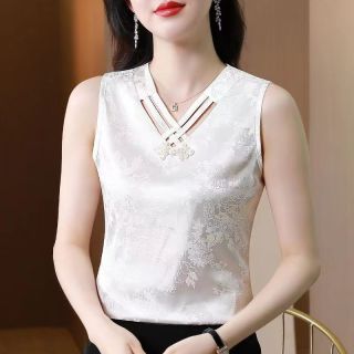 2026新款夏季大码新中式国风提花时尚吊带背心女打底内搭#8012