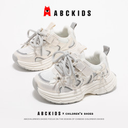 ABCKIDS 女童运动小白鞋2026秋季新款儿童网面百搭软底休闲老爹鞋