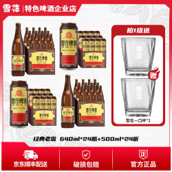 雪花 老雪组合啤酒 12度640ml*12瓶*2箱+500ml*12听*2箱