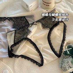 瑶樱莱 女士冰丝无痕内裤 纯棉裆性感蕾丝网纱美臀三角裤