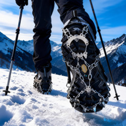 原始人 雪驰冰爪 户外19齿登山防滑鞋套 东北雪地钉 专业徒步钓鱼爪