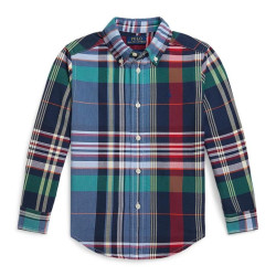 RALPH LAUREN Boys 2-7 Plaid Cotton Oxford Shirt