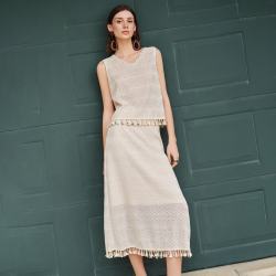 自巧 小个子波嬉度假风无袖钩花针织套装裙女2026夏季新款