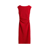 H&M 女装一字肩垂褶修身吊带连衣裙
