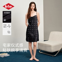 PLUS会员：Lee Cooper 缎面水光绸冰丝丝滑短袖凉感印花家居服套装吊带睡衣女 睡裙 L （170  推荐115-135斤）