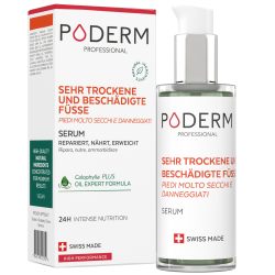 PODERM – 非常干燥和受损的脚 – 修复和密集护理24小时 – 7天内可见修复脚部 – 100% 天然成分– 足部护理 – 瑞士制造75ml