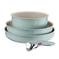 Tefal 特福 Ingenio Serenity 4 件套厨具套装,矿物不粘涂层,节省空间,可堆叠,适合所有炉灶,可用洗碗机清洗,桉树,L8284S04