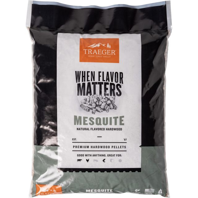 Traeger Grills Mesquite 100% 纯天然木颗粒,适用于吸烟者和颗粒烤架,烧烤,烘焙,烤,18 磅。袋子