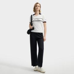 FILA 女装女式时尚简约休闲针织衫女士基础舒适百搭V领短袖编织衫
