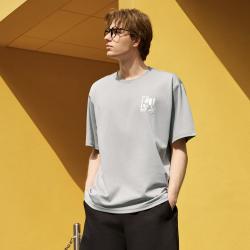 FILA 情侣款 运动T恤 男女同款时尚休闲简约宽松圆领针织短袖衫