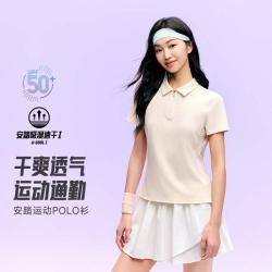 安踏 速干正肩POLO衫显瘦T恤女士短袖夏透气跑步羽毛球休闲运动T