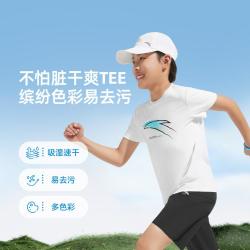 安踏 速干易去污男童短袖中大童运动休闲T恤透气上衣儿童短袖安踏童装