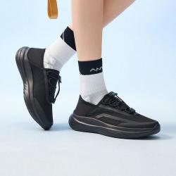 安踏 凉风一脚蹬丨减震黑色网面透气运动鞋女夏季休闲舒适训练鞋懒人鞋