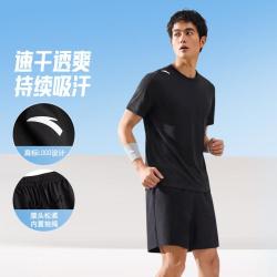 安踏 零压速干套装丨透气跑步两件套男夏季体测训练运动服短裤短袖T恤
