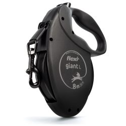 flexi® 巨型黑色版皮带 8 米黑色卷铅适用于体重不超过 50 公斤的狗狗