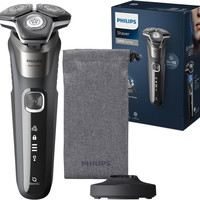 Philips 飞利浦 Shaver 系列 5000 – 碳灰色电动干湿两用剃须刀,1 个内置可折叠修剪器,软袋,保护盖和充电站(型号 S5887/13)