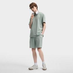 FILA 男装运动T恤男士简约宽松百搭微弹舒适针织短袖衫