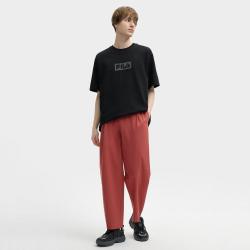 FILA 男士休闲裤 茧型设计户外宽松直口梭织长裤