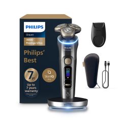Philips 飞利浦 i9000 Prestige Ultra 干湿两用剃须刀,深色板岩,Skin IQ Pro技术,三重升降和切割系统,360度旋转纳米技术精密刀片,5种剃须模式,型号 XP9402/11