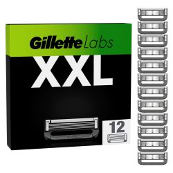 Gillette 吉列 Labs 剃须刀片 12 个替换刀片 适用于 Gillette 吉列 Labs 男士湿剃刀 带清洁元件和加热剃刀