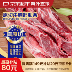 京东超市 海外直采 原切牛胸部肋条4斤(500g*4) 长肋条 烧烤炖煮牛肉