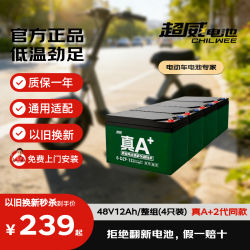 超威电池 超威（CHILWEE）电瓶车电瓶电动车电池48V12Ah铅酸电池 可 免费上门安装