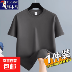 啄木鸟 2026新款纯棉短袖T恤男士夏季薄款透气宽松运动休闲 铁灰 2XL