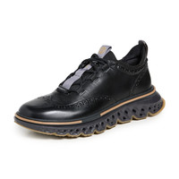 Cole Haan 男士皮质牛津鞋 复古翼纹设计 柔韧舒适 后拉环易穿脱 黑色路面风暴 7 Wide US