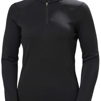 Helly Hansen Lifa 女士 美利奴羊毛中量级 1/2 拉链打底衣,黑色,Medium