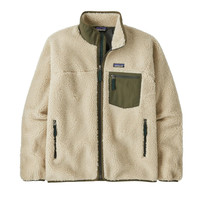 Patagonia 男式 M 经典复古夹克, 深自然色,带盆绿